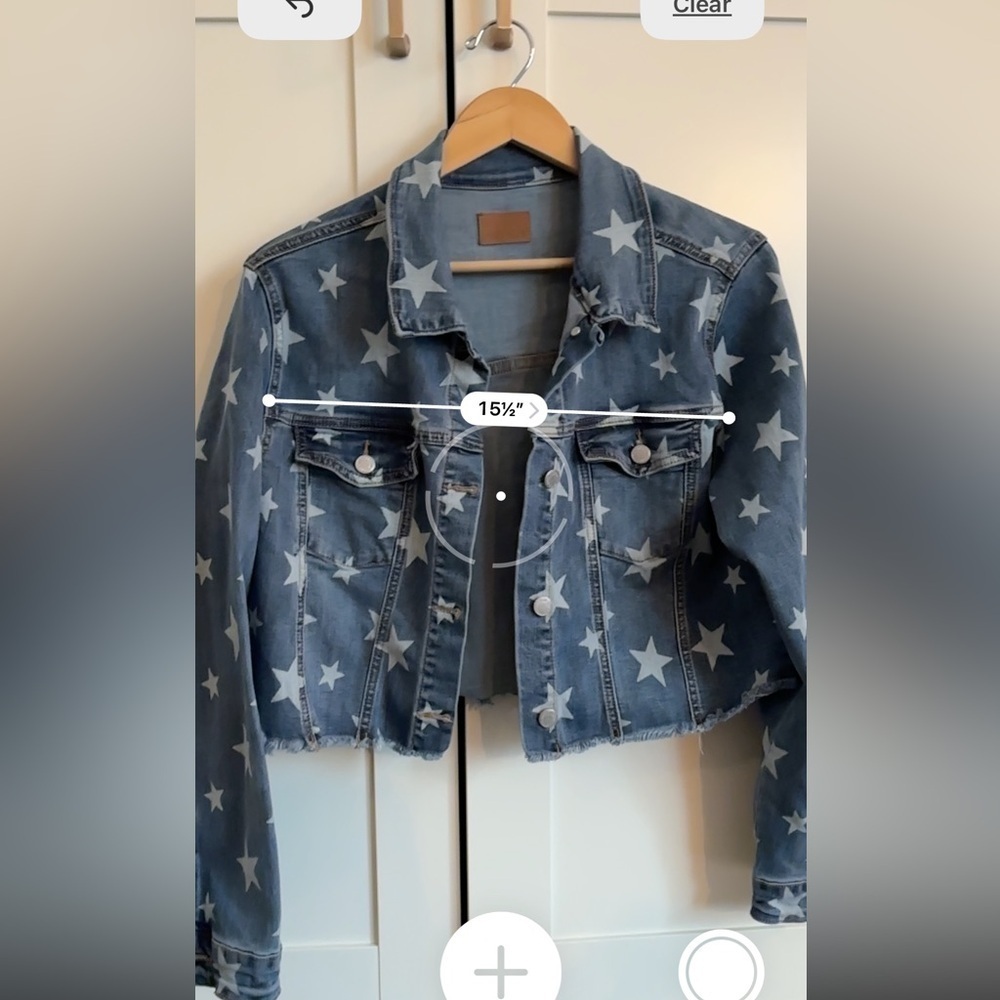 Judy Blue Star Print Jean Jacket Size Large Fourth of July USA Size Large - Picture 3 of 6